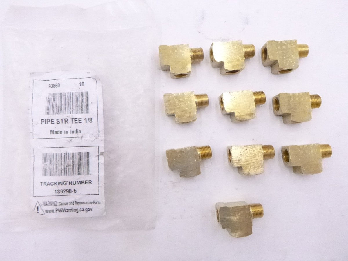 10 Pack 1/8" FNPT x 1/8" MNPT Extruded Brass Street Tees 93860