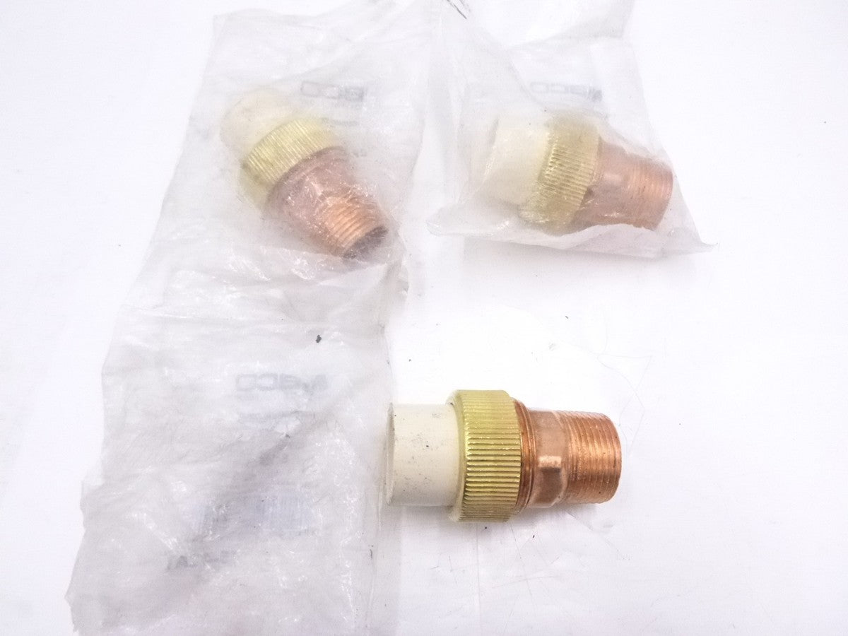 3 Pack Nibco 4733-4 Transition Pipe Union 3/4" x 3/4" CPVC x Copper