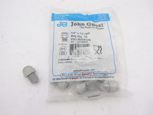 10 Pack John Guest 1/4" x 1/4" NPTF Gray Acetal Push-To-Connect Male Connectors