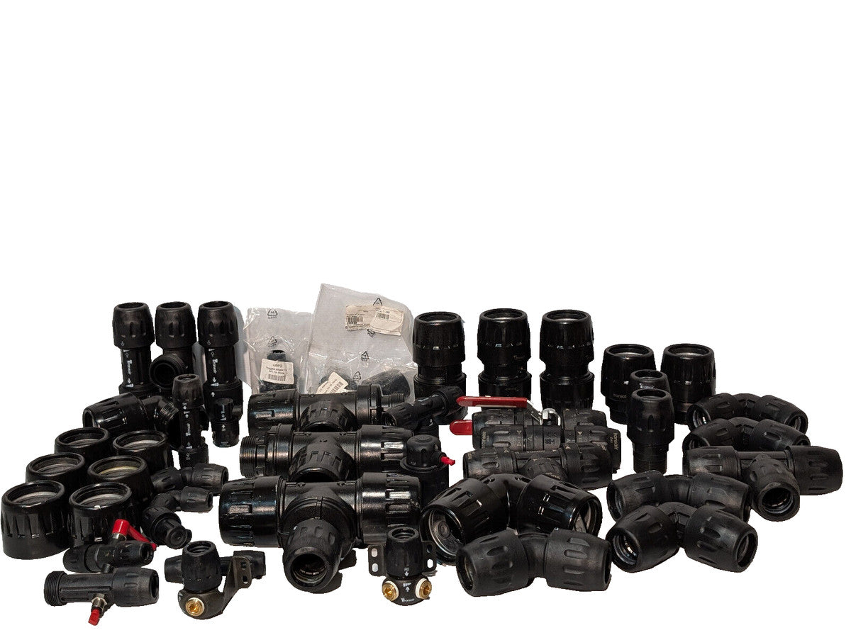 Lot of 50: Asstd Transair NPT 49K688 Elbow Fittings 4JMF3 Threaded Adapters More