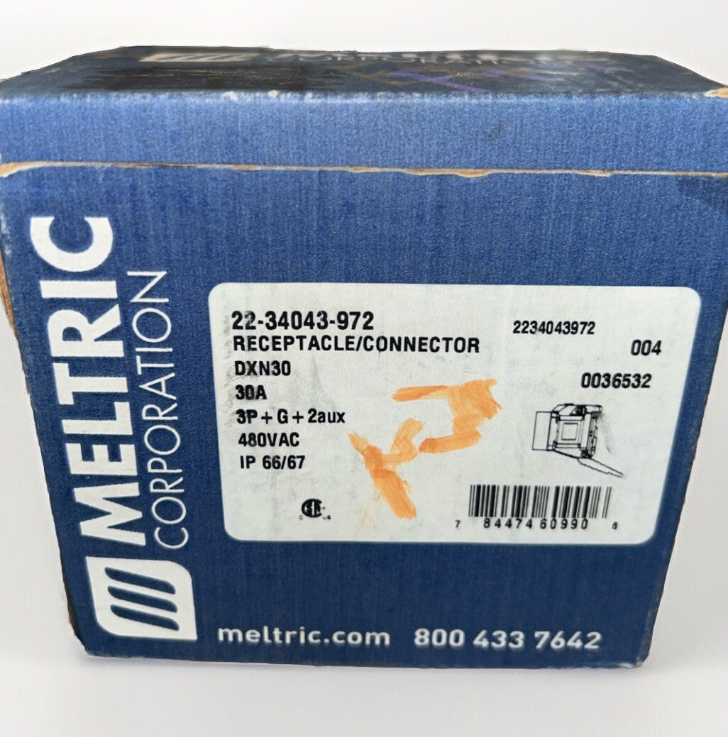 Meltric 22-34043-972 Receptacle/Connector DXN30 3p 30a Amp 480v-ac.     A1