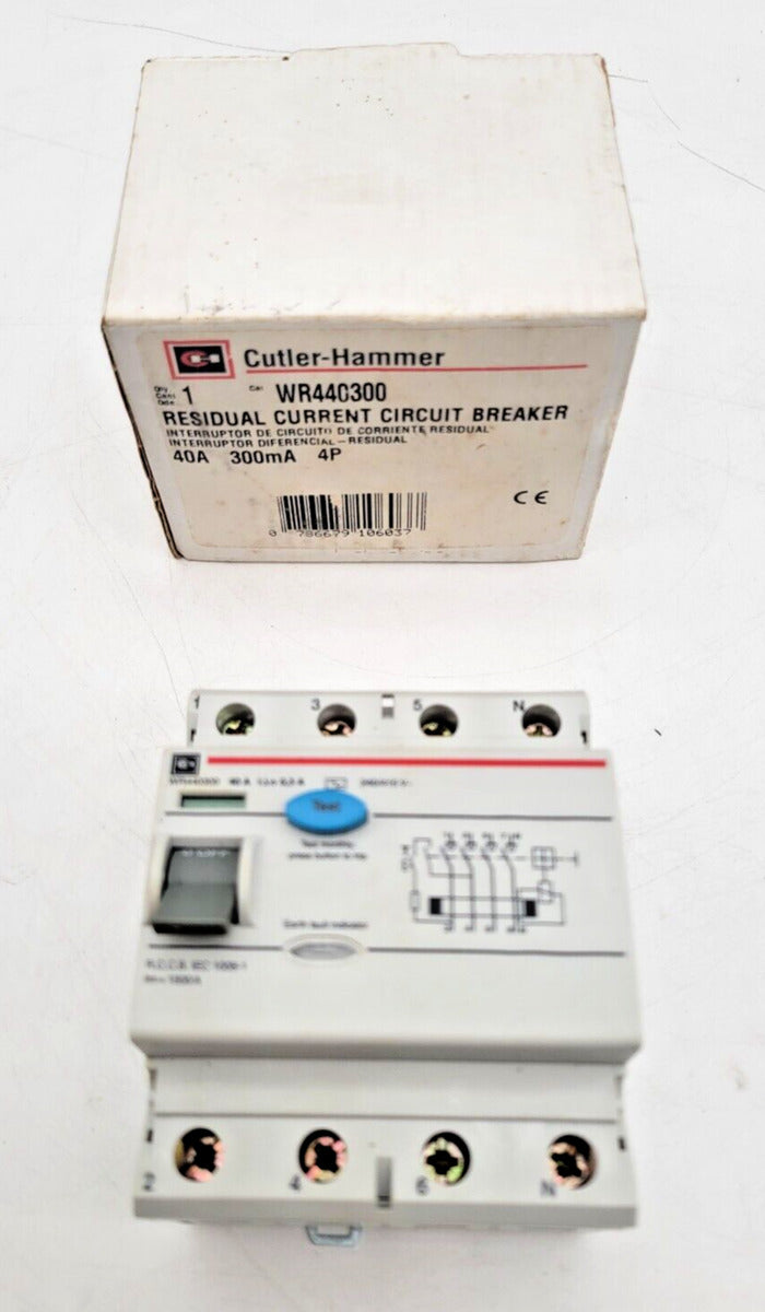 Cutler-Hammer WR440300 Residual Current Circuit Breaker 40 Amp 4 Pole 300mA