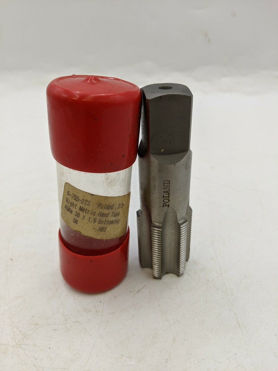5-755-273 Poland 3/3 Right Metric Hand Taps AGNa 30x1.5 Bottoming D6 HSS