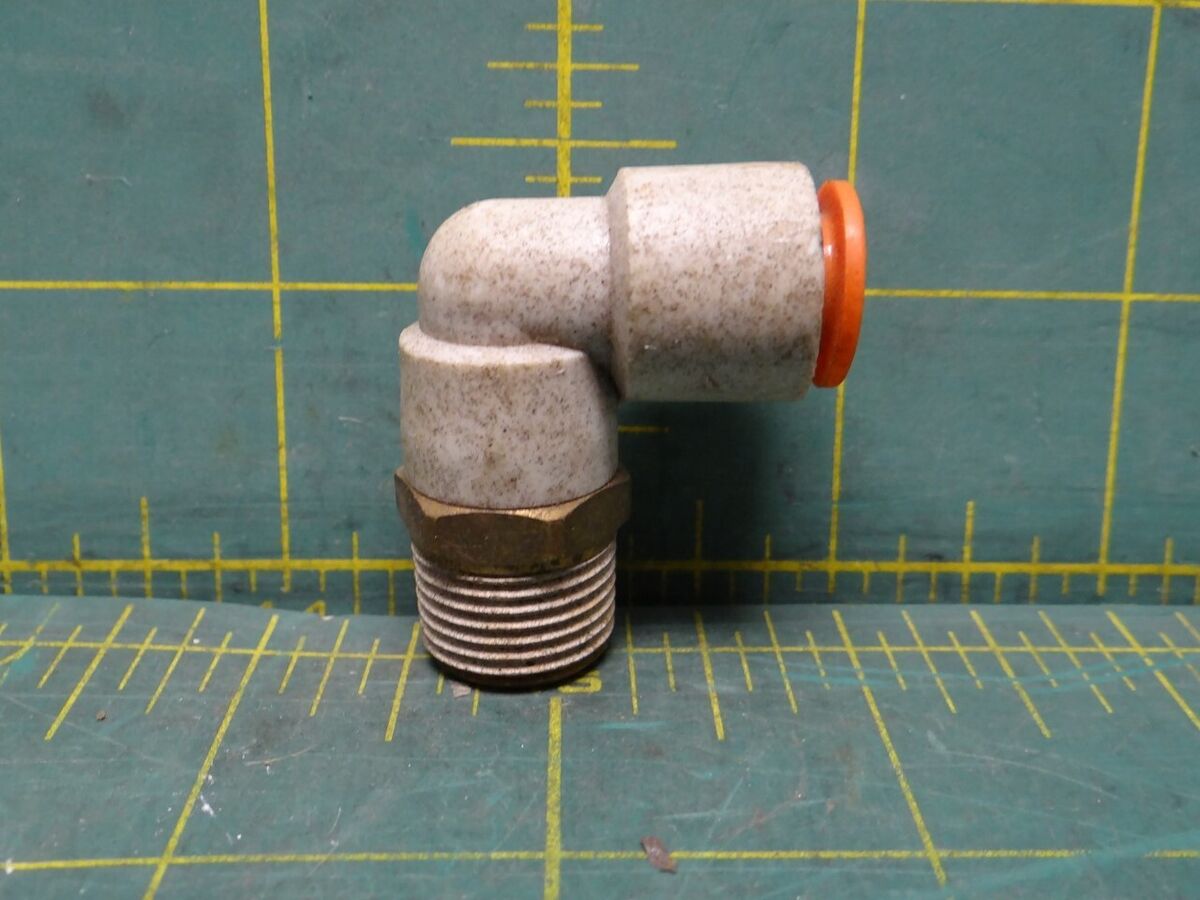 SMC 3/8″ OD Tube, 3/8 NPT, Brass/Polybutylene Push-to-Connect Tube Male Elbow