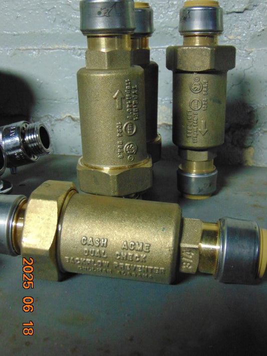 (1) Cash Acme BF-1 Series Dual Check Backflow Preventer 3/4” Shark Bite 175 psi