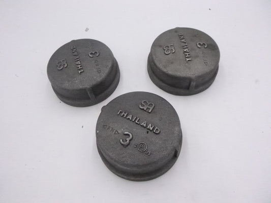 3 Pack SIAM 3" Black Malleable Iron Cap Fitting Pipe