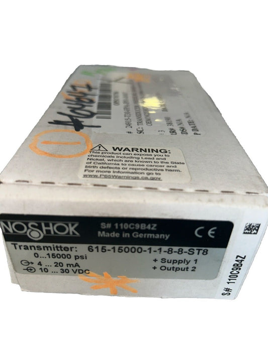 615-15000-1-1-8-8-ST8 NOSHOK 615 Series 0-15,000 psig Pressure Transducer NEW T3