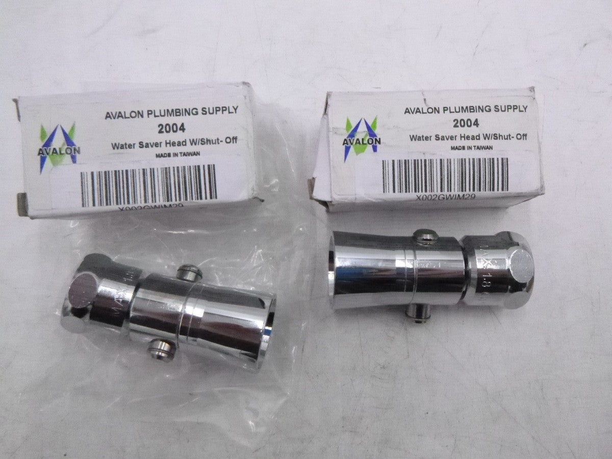 2 Pack Avalon Brass Shower Head w/ Push Button Control 1" Spray Face 1.8GPM Flow