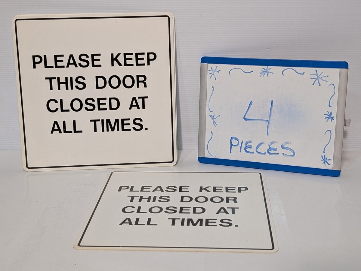 Lot of 4 Safety Signs, "Please Keep This Door Closed At All Times", 12" x 12"