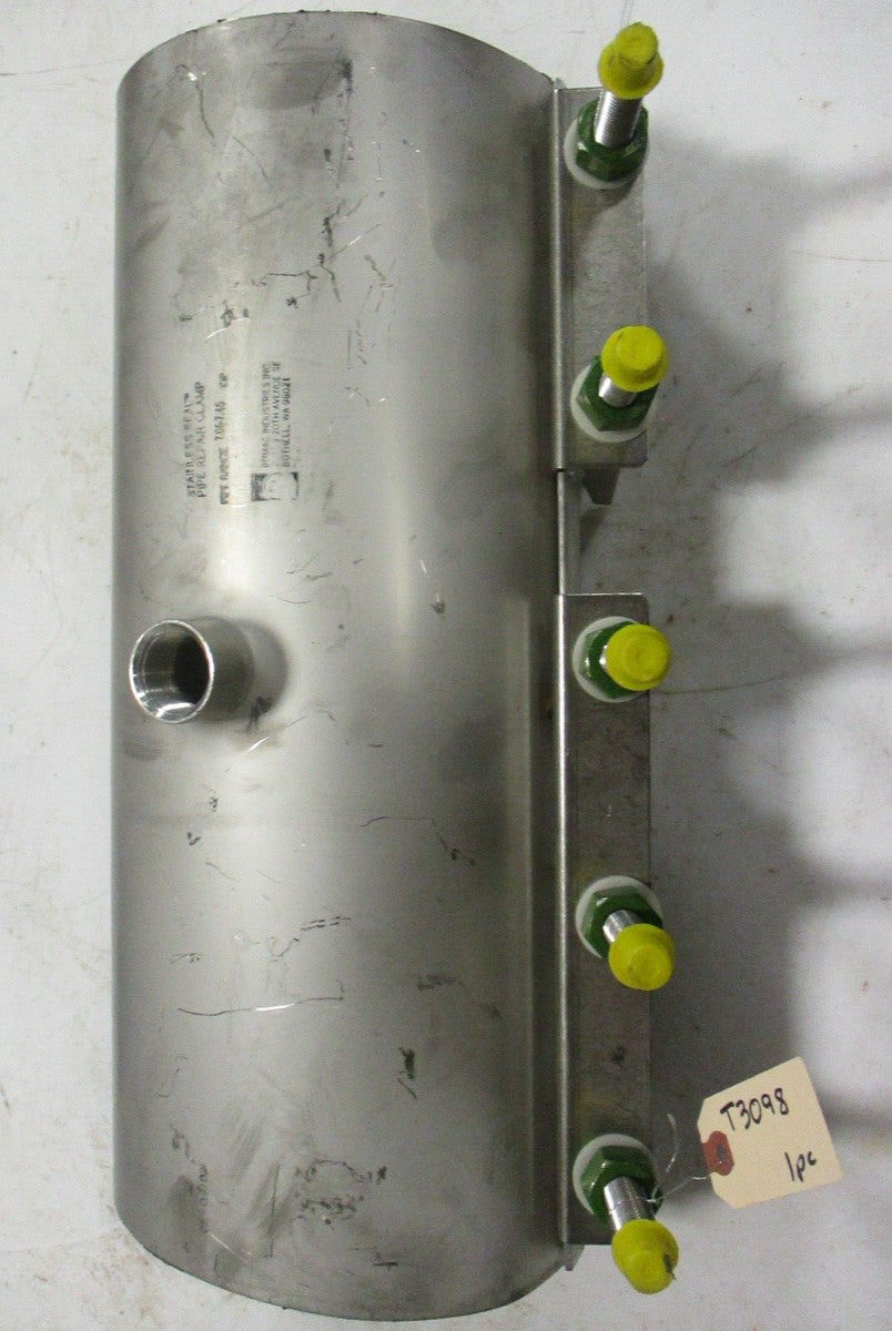 ROMAC SS1 Full Circle Tapped Repair Clamp 6" (7.06-7.46 OD) x 20" long x 1" NPT