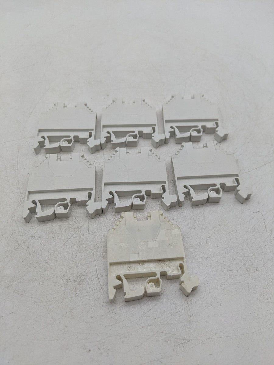 7 Piece Set Wieland WK4/U Terminal Block DIN Rail Mount Feed Through - White
