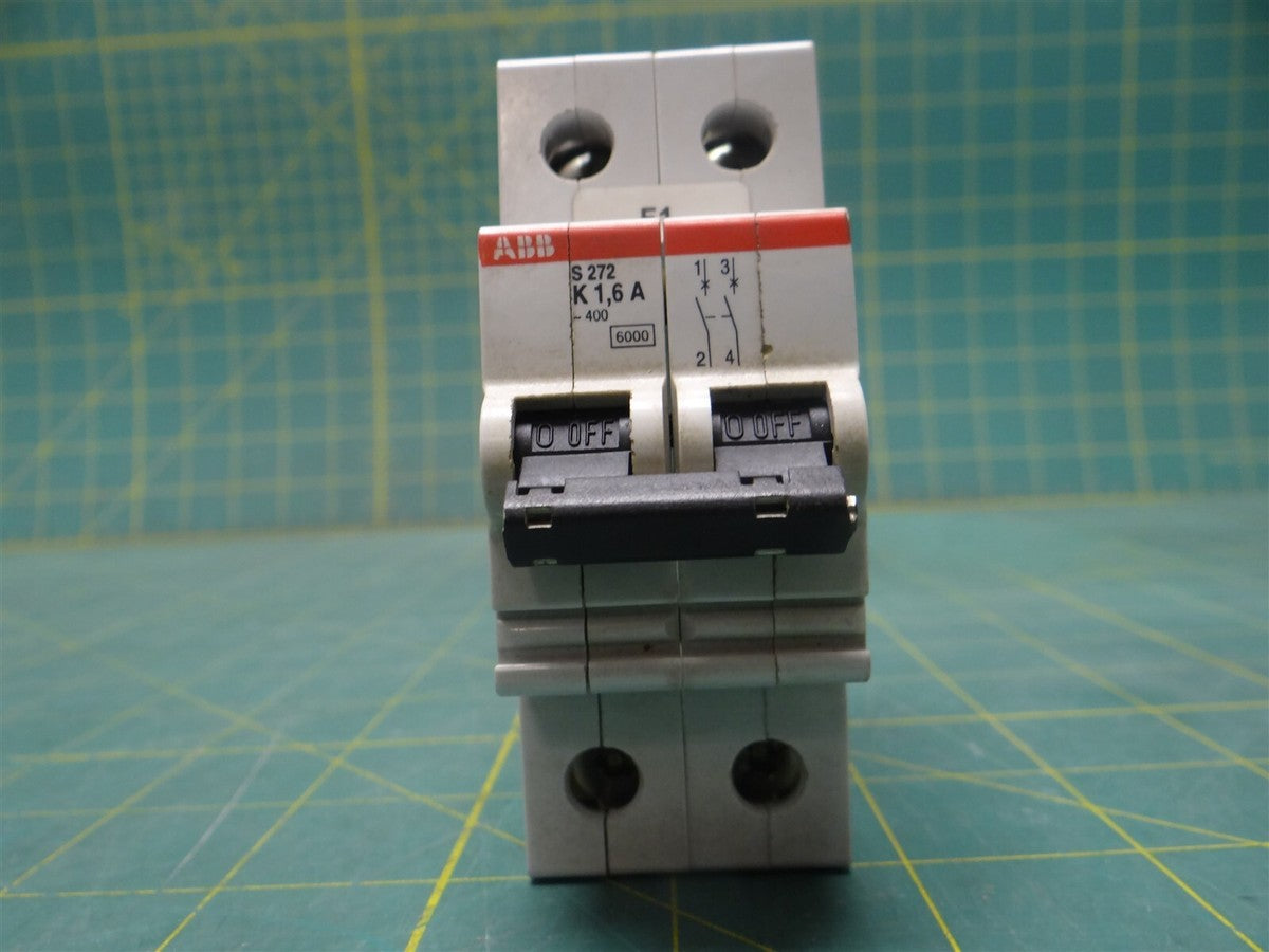 ABB 270 Series S272-K1.6A 2P, 1PH, 1.6A 277Vac/480Vac Bolt On LI Circuit Breaker