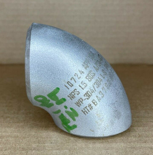 1-1/2" Schedule 80 Short Radius 90 Degree Elbow A/SA403 304/304L-S Stainless