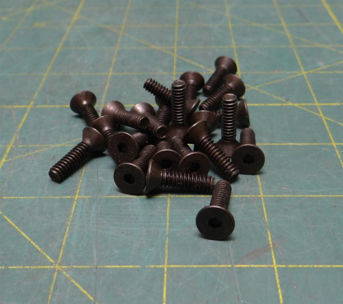 (QTY 22) 10-24 x 11/16" Long Black Oxide Coated Steel Hex Drive Flat Head Screws