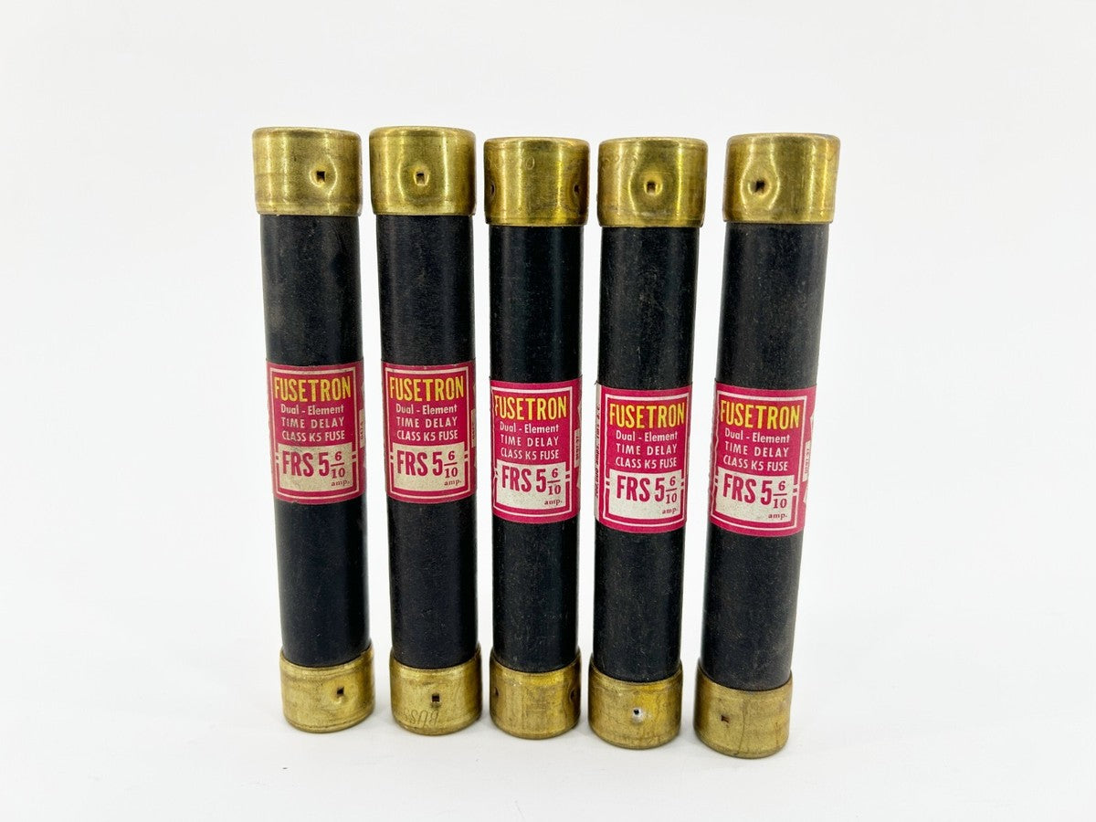 New Lot of 5 Bussmann FRS-5-6/10 Time Delay Fuse 5-6/10A 600V - No Box