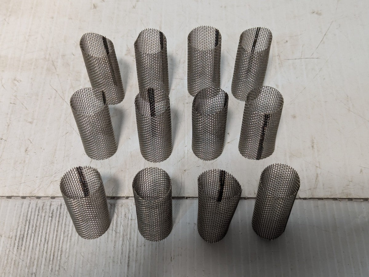 Lot of 12 Stainless Steel Filter Woven Wire Screen, 2" L x 0.8" Dia - Free Ship