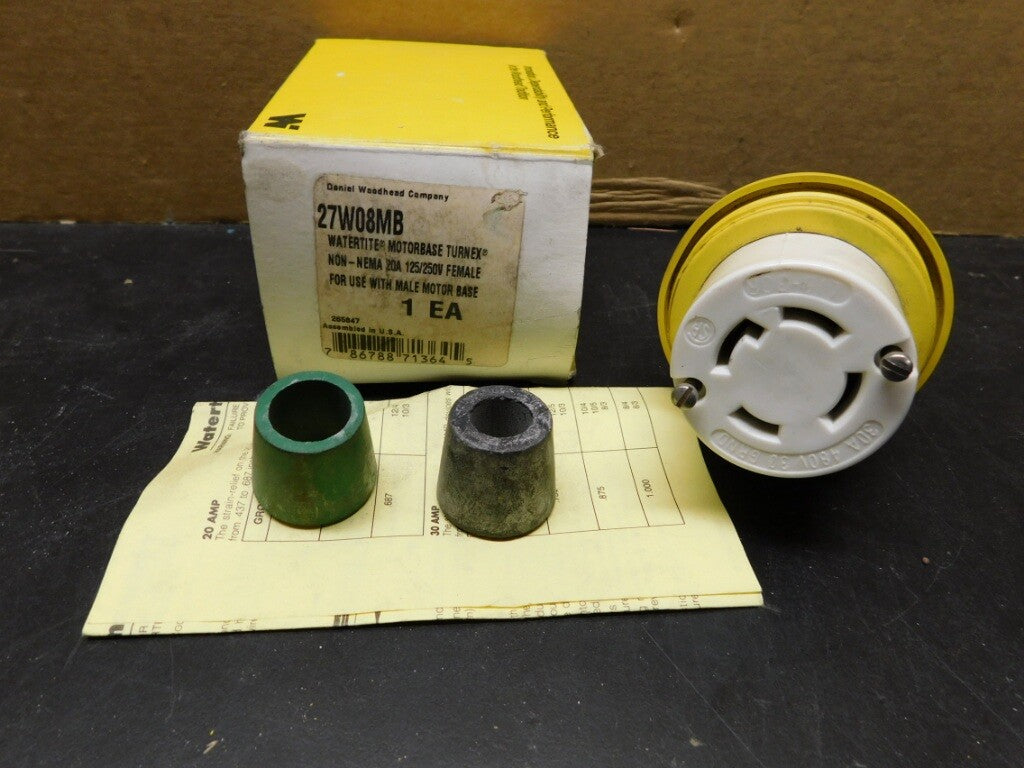 New WOODHEAD 27W08MB - Watertite Motorbase Turnex 20A 125/250V Female Receptacle