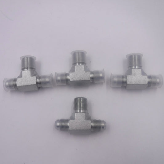 4x Branch Tee 3/8" Male JIC 9/16"-18 Thread x 3/8" Male JIC 9/16"-18 x 3/8" MNPT