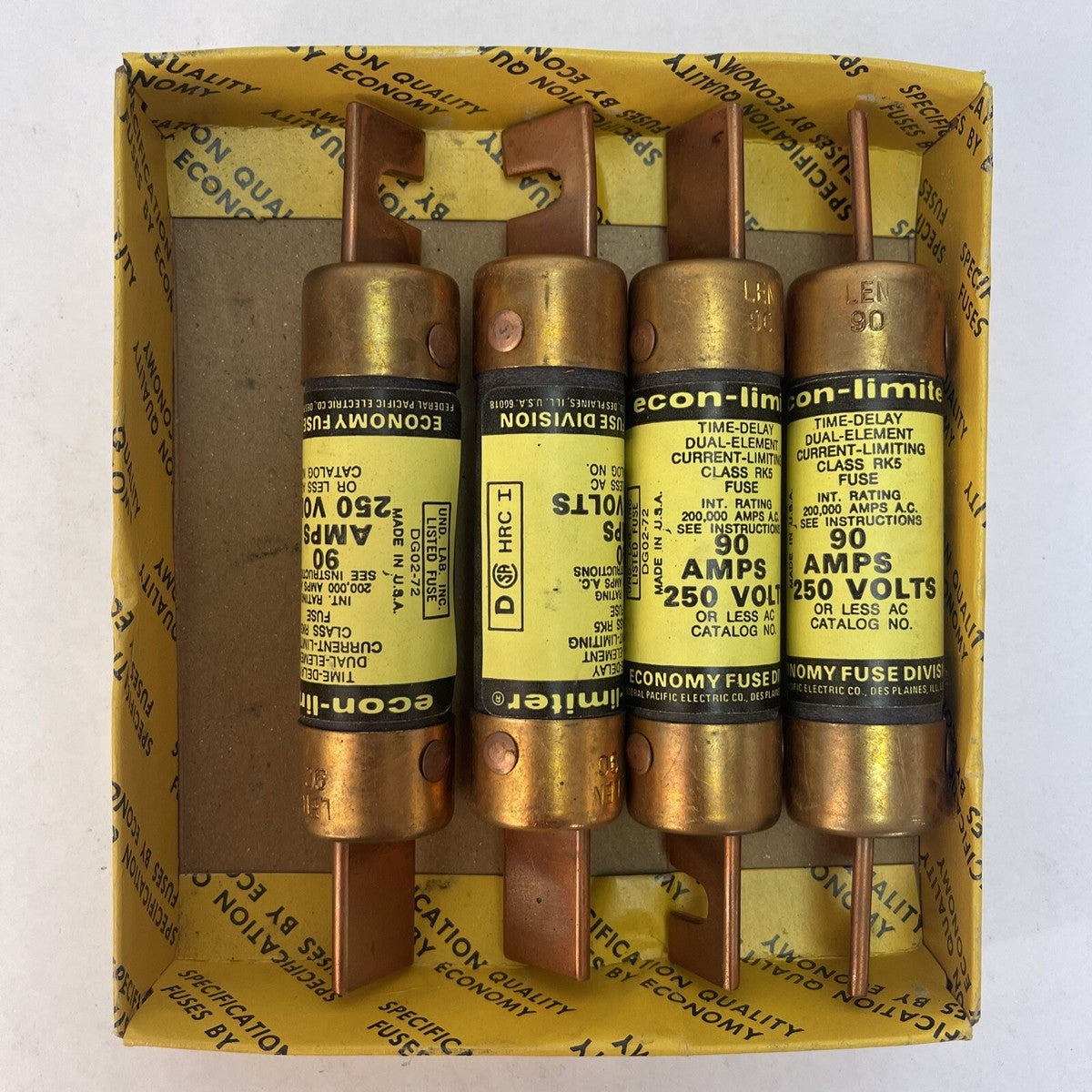 ECONOMY LEN 90 ECON-LIMITER TIME DELAY CLASS RK5 FUSE 90A 250VAC (BOX OF 4)