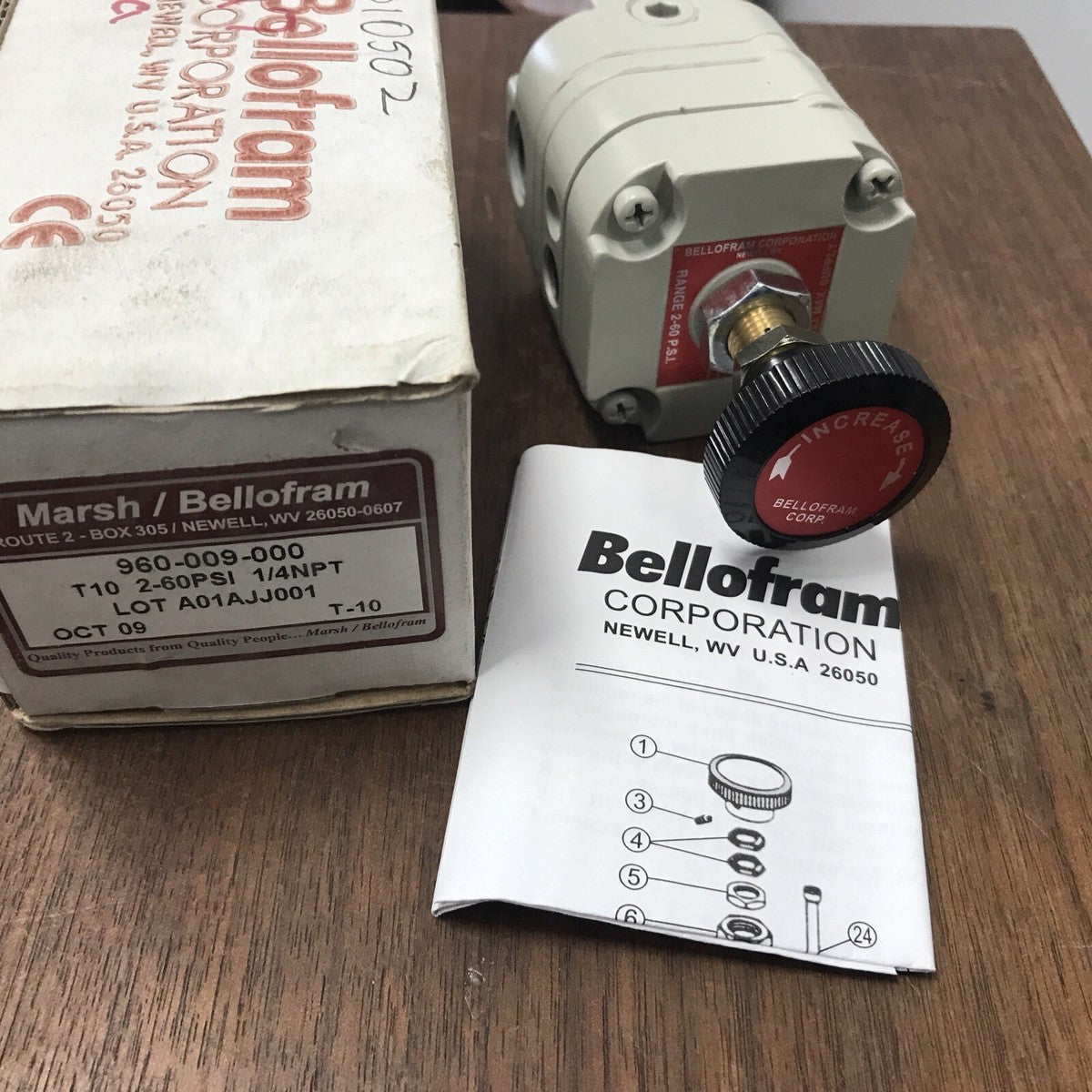 (NEW) MARSH BELLOFRAM 960-009-000 / 960009000 1/4NPT 2 TO 60 PSI T 10