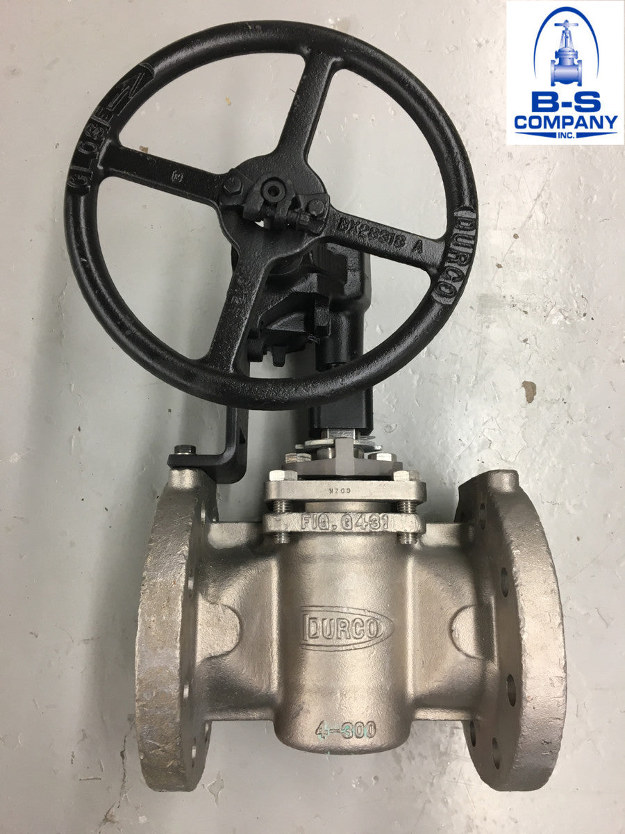 Plug Valve DURCO G431 4" 300 RF Flanged CN7M Alloy 20 Stainless Gear Op