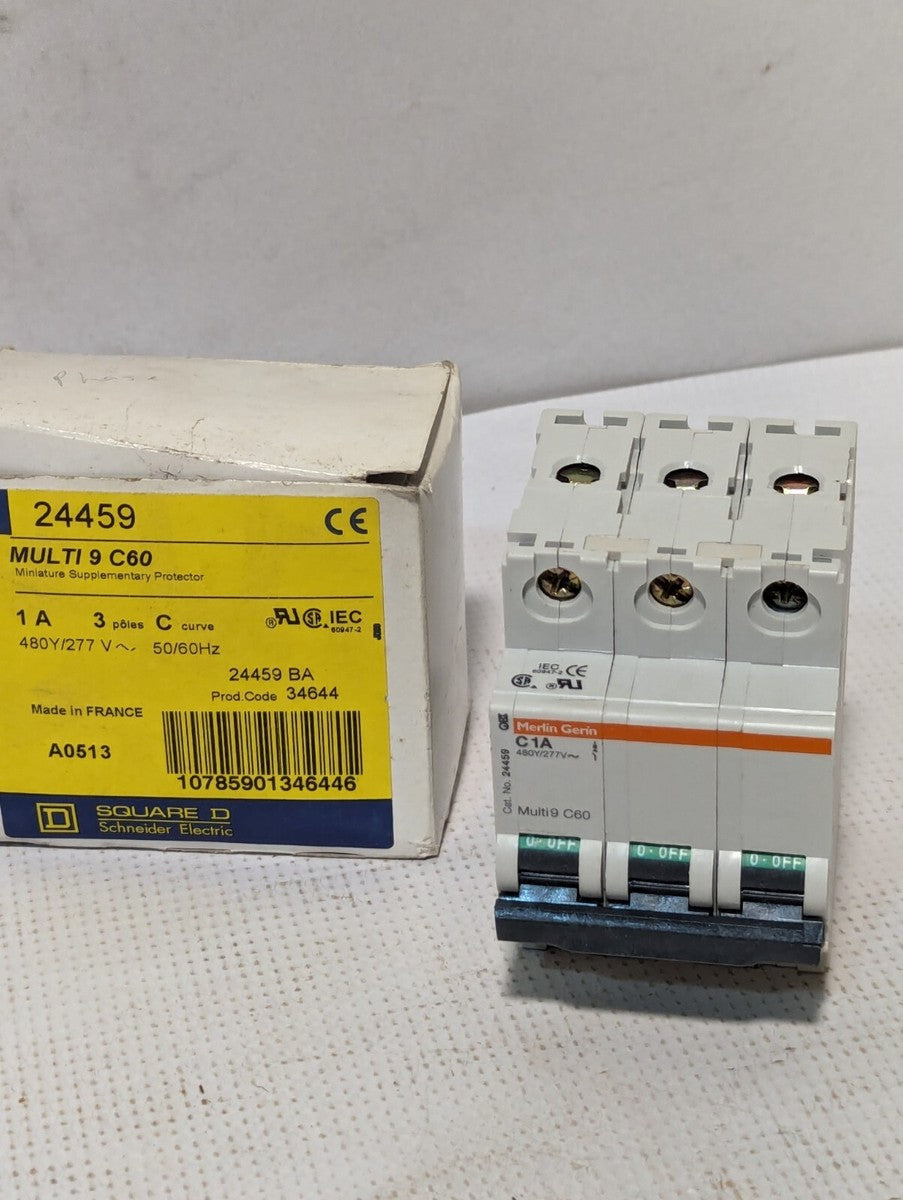 Merlin Gerin 24459 Circuit Breaker, C1A, Multi 9, C60, 1A, 480Y/277 Volt, 3-Pole
