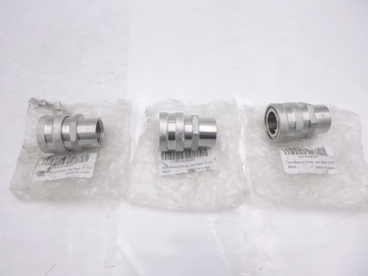 3 Pack Home Brewing 1/2" Quick Disconnect Coupler F-FPT 304 Stainless