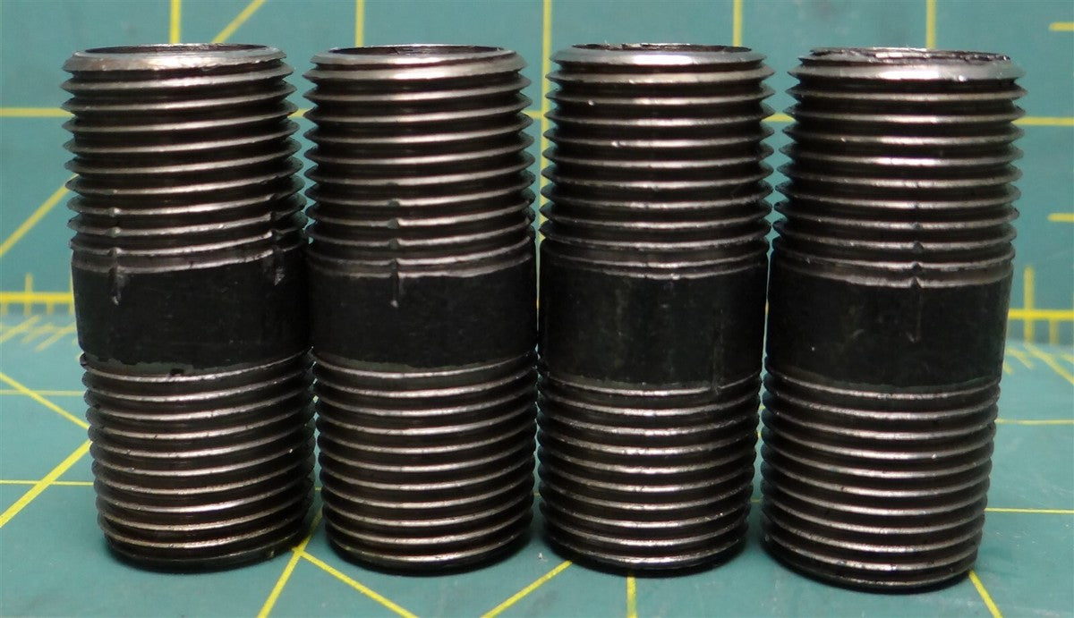(4) 1/2" OD x 1-1/2" L Black Steel MNPT Pipe Nipple, Fitting, Connector 