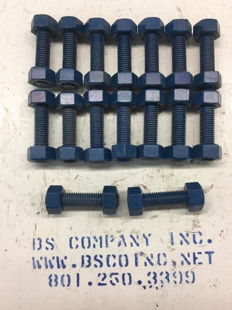 Threaded Studs 5/8" X 3" B7 Teflon Coated w/ 2 Heavy Hex Nuts (Lot of 16 pcs)