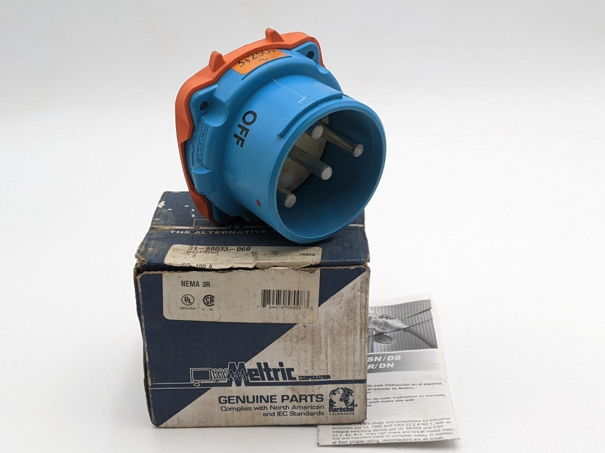 Meltric Corporation DR 100A Inlet Plug 31-68033-06B Pin Sleeve 3R 100 Amp 250 V