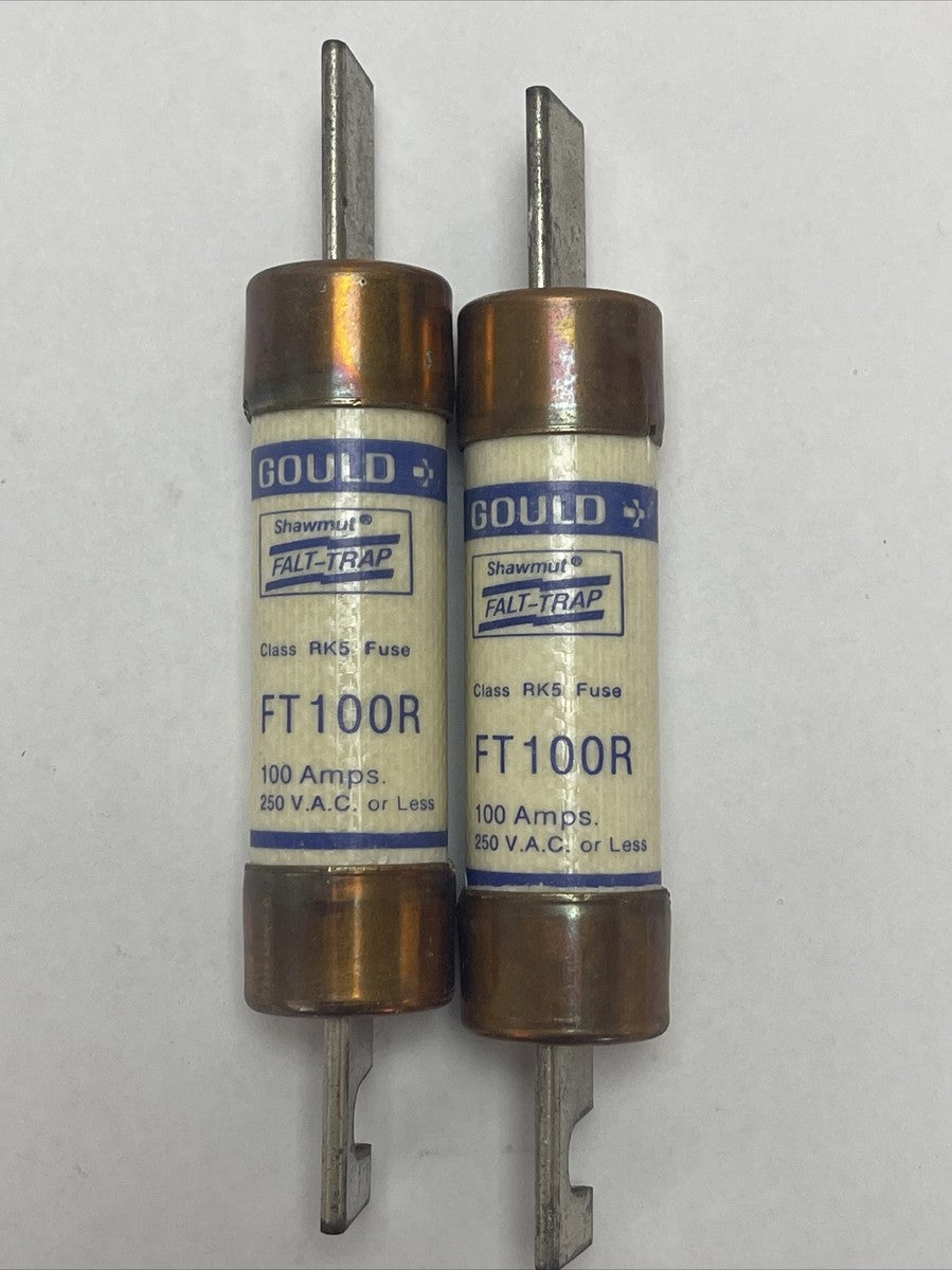GOULD SHAWMUT FT100R FALT-TRAP CLASS RK5 FUSE 100AMP 250VAC (LOT OF 2)