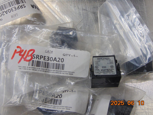 (1) NEW SRPE30A20 - GE 20A AMP RATING PLUG/TRIP  FOR SED/SEH/SEL/SEP BREAKERS
