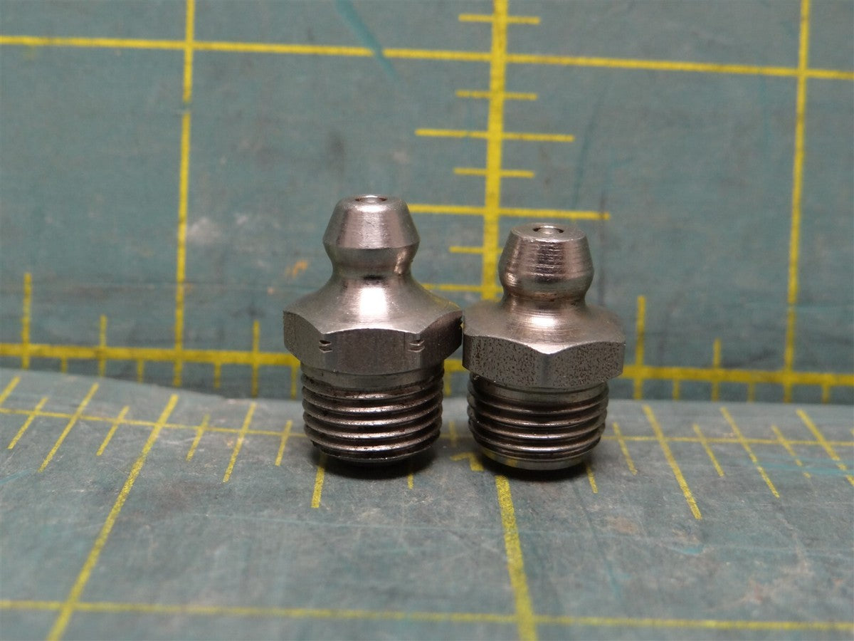 (2) Alemite Straight Head Angle, 1/8 PTF Stainless Steel Standard Grease Fitting