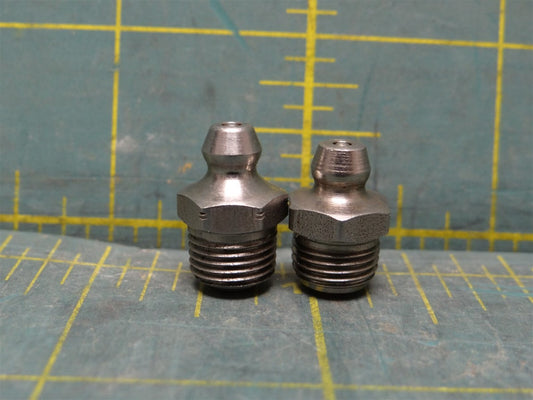 (2) Alemite Straight Head Angle, 1/8 PTF Stainless Steel Standard Grease Fitting