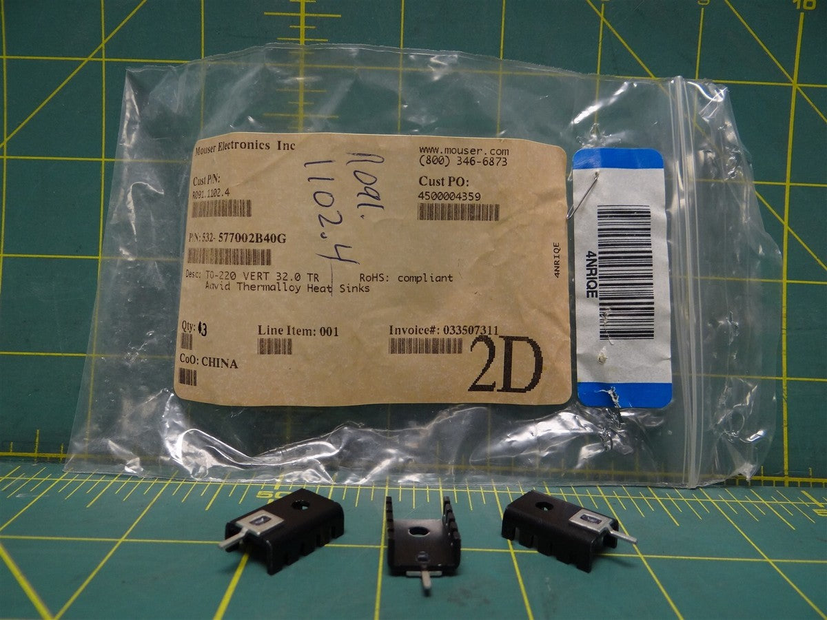 (Qty: 3) Aavid by Boyd Heat Sinks Designed for TO-220 577002B04000G Channel Cut