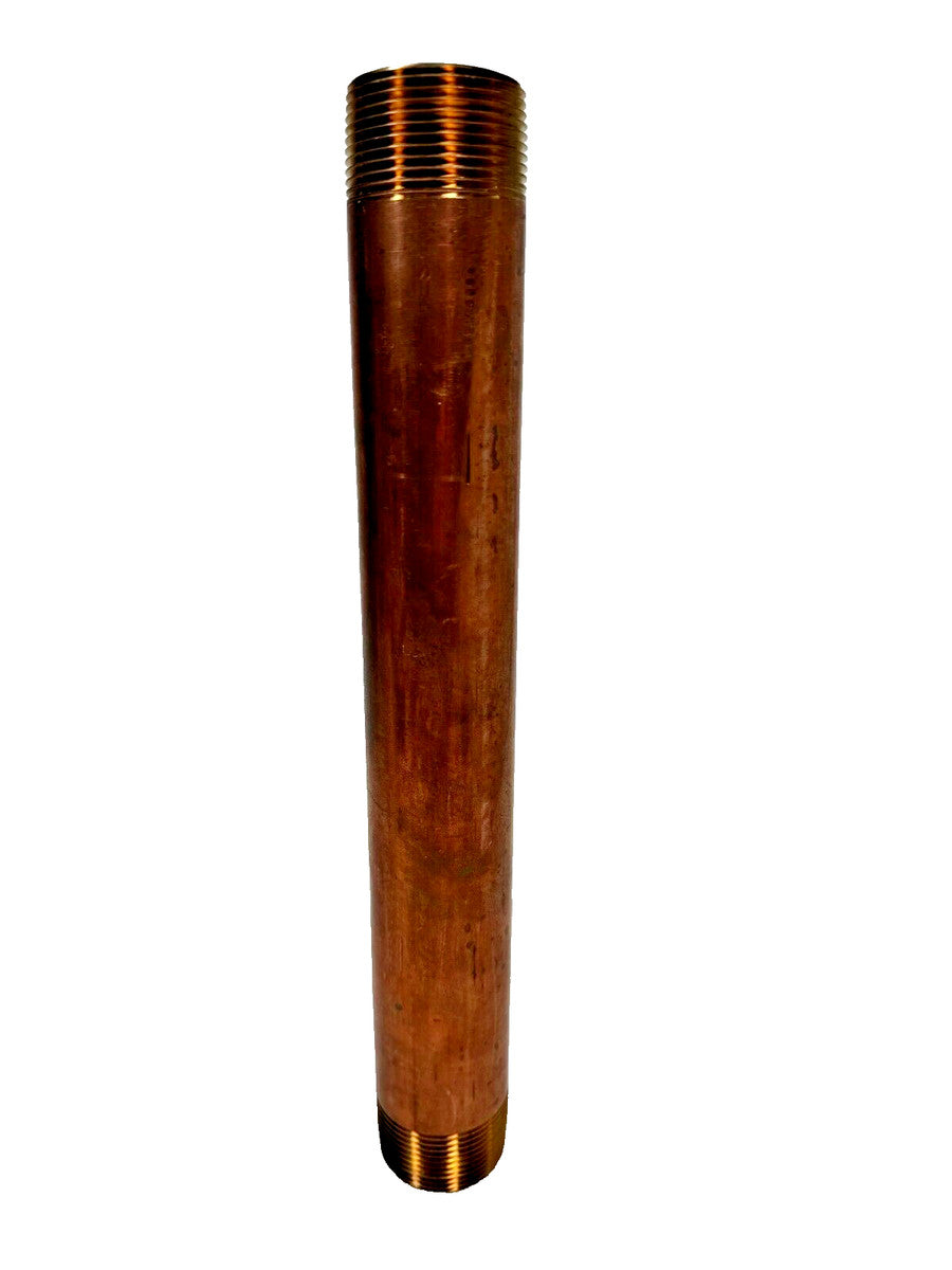 BRASS Nipple 1-1/4" Schedule 40 x 12" Long Thread Both End Nipple, Seamless