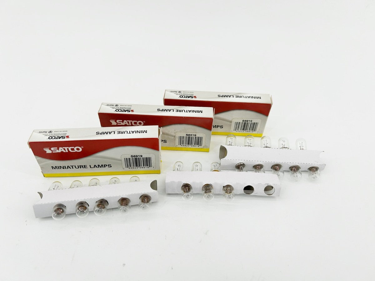 New Lot of 15 Satco S6919 Miniature Lamps 1.12W T3 1/4 15000 HRS 14V