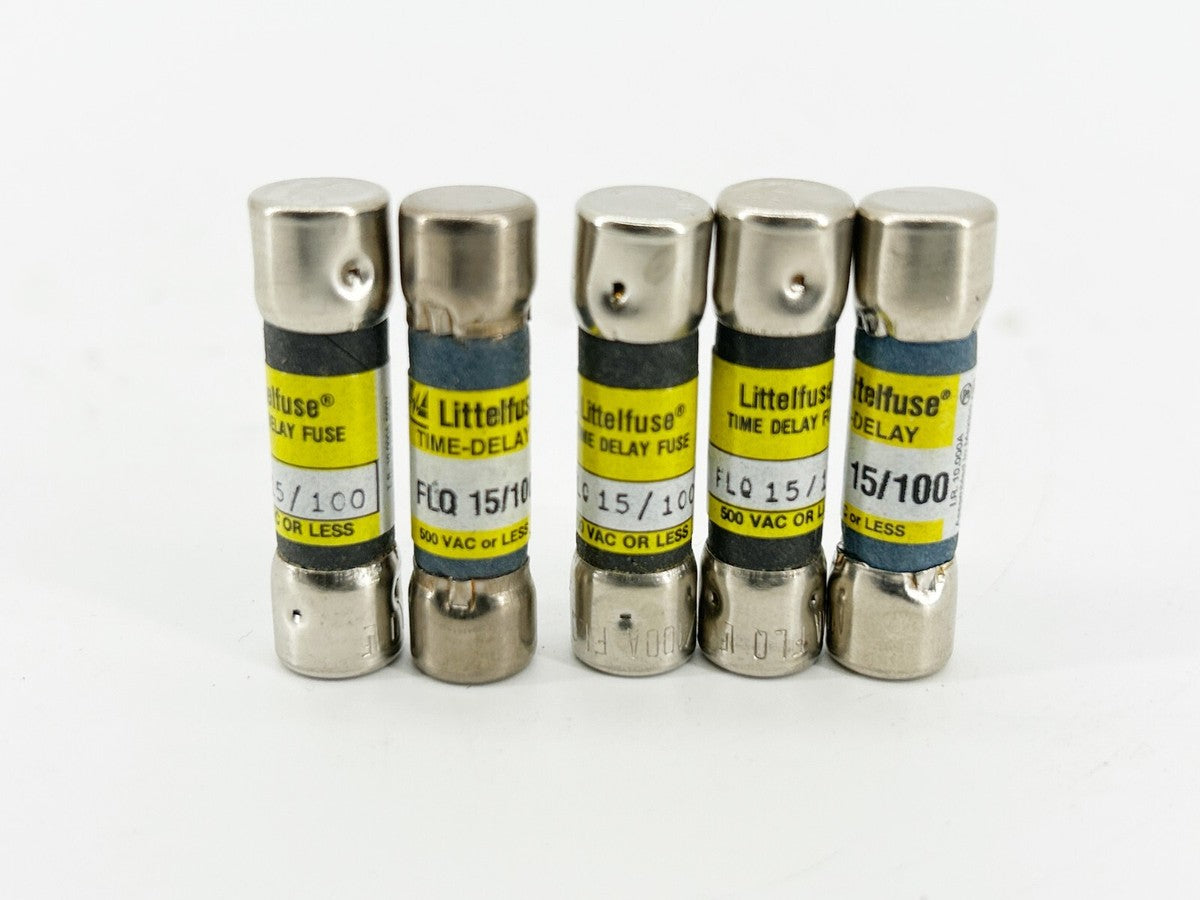 New Lot of 5 Littelfuse FLQ-15/100 Time Delay Fuse .150A 500V - No Box