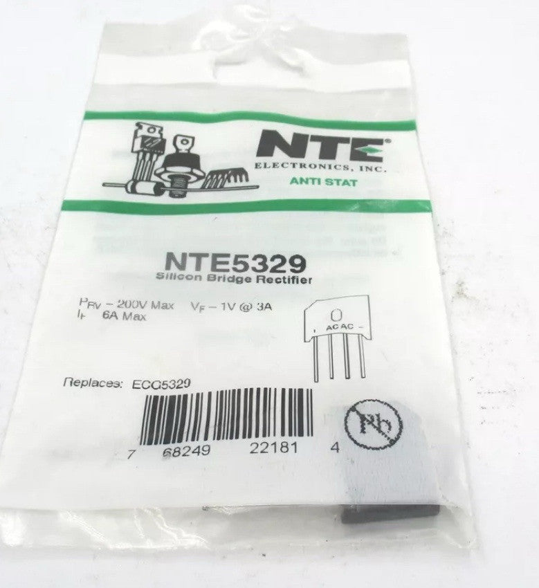 *QTY 7* NTE5329 Original NEW! BRIDGE RECTIFIER 6-AMP 200-VOLT FREE SHIPPING.  Z5