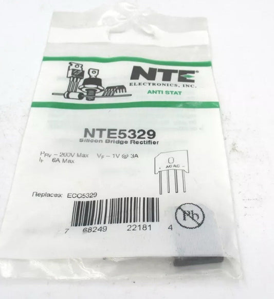 *QTY 7* NTE5329 Original NEW! BRIDGE RECTIFIER 6-AMP 200-VOLT FREE SHIPPING.  Z5