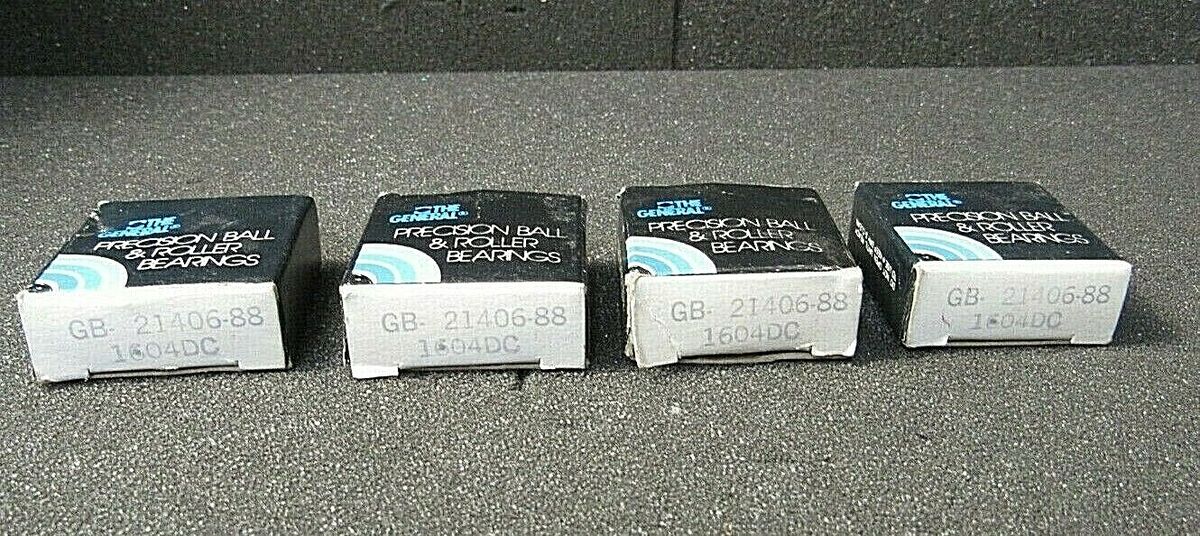 THE GENERAL GB-21406-88 BEARING RUBBER SEALED 1604DC(2RS 3/8x7/8x11/32) Lot of 4