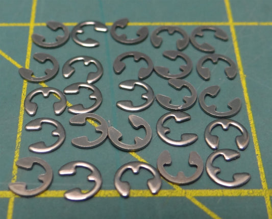 (25) Rotor Clip E-9SS E-Style Retaining Ring Stainless Steel PH15-7Mo 3/32" Dia