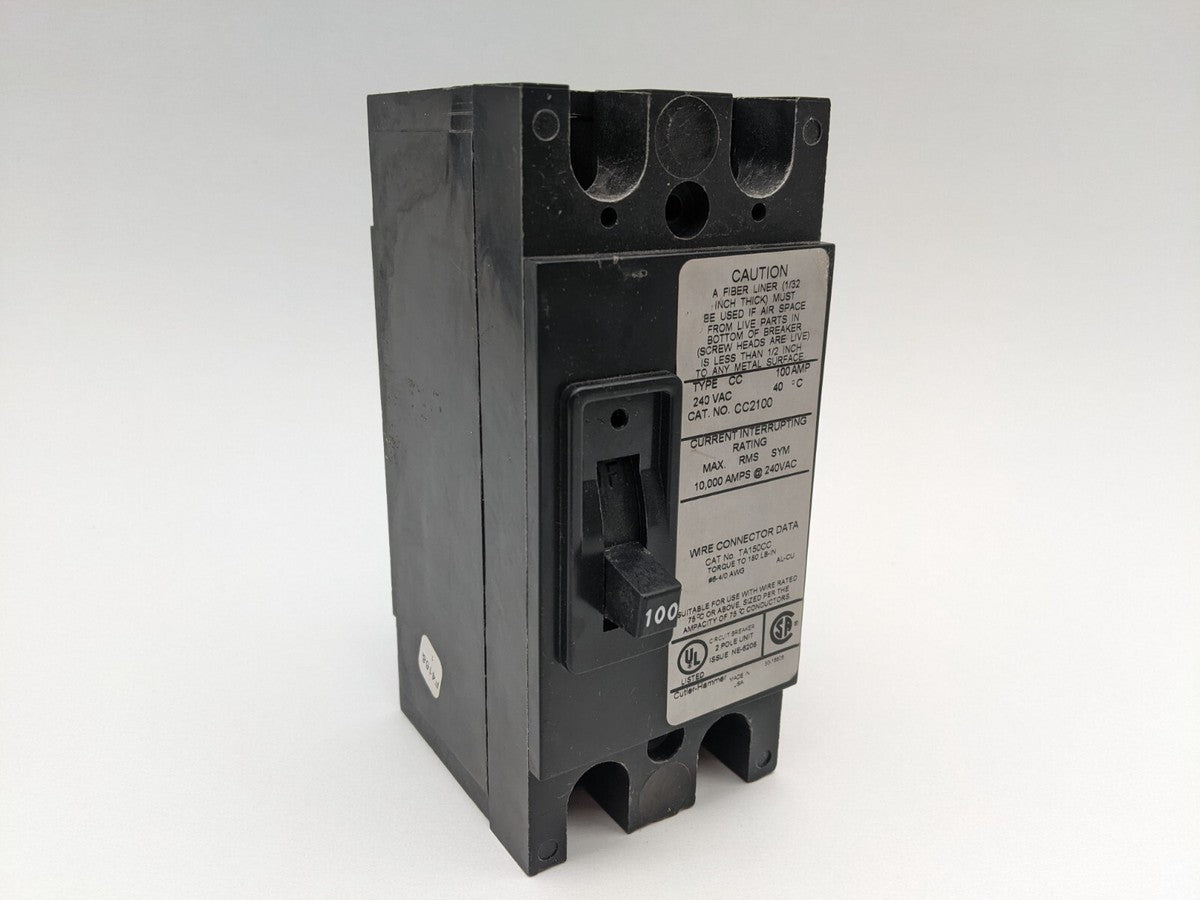 Cutler Hammer CC2100 Feed-Thru Circuit Breaker 100A 240V 2P 1PH CC 10kA 1 Phase