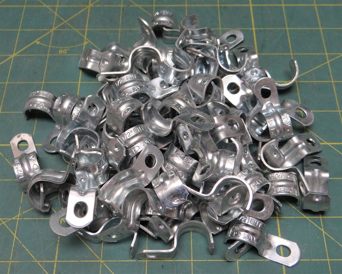 (92) Halex 1/2" Electrical Zinc-Plated Steel Metallic Tube (EMT) 1-Hole Straps