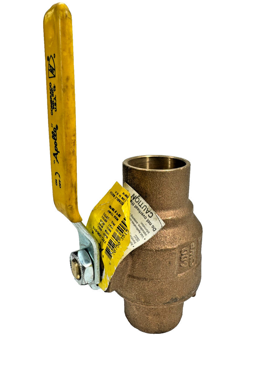 Apollo 77C-200 1-1/4" Bronze Full Port Ball Valve 600-psi Solder End, Lever Op.