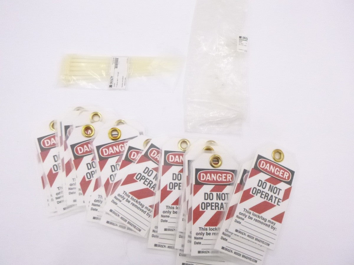 25 Pack Brady 65220 Laminated Danger Do Not Operate Lockout Tags with Zip Ties