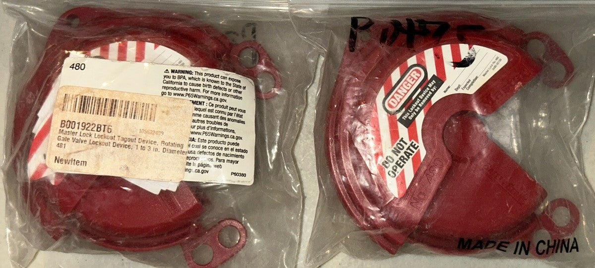 *QTY 2* Master Lock Lockout Tagout Device Rotating Gate Valve 1 - 3” Diameter.AF