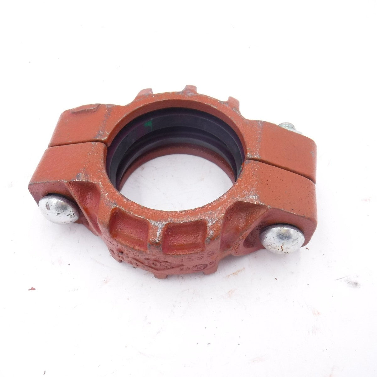 SCI 2-1/2" Rigid Coupling 65SF With Green Stripe Gasket Ductile Iron Orange