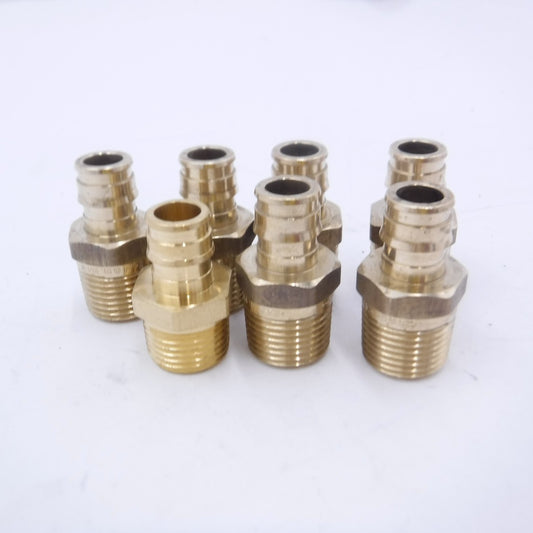 7 Pack 1/2" EX PEX x 1/2" MPT Expansion Adapters Brass