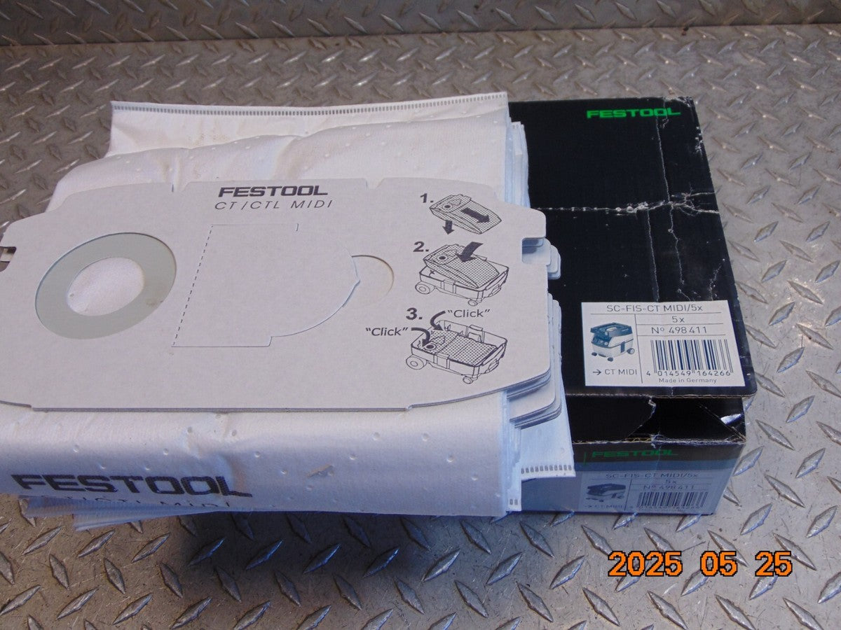 (5) FESTOOL SC-FIS-CT MIDI/5x FILTER BAG 498411